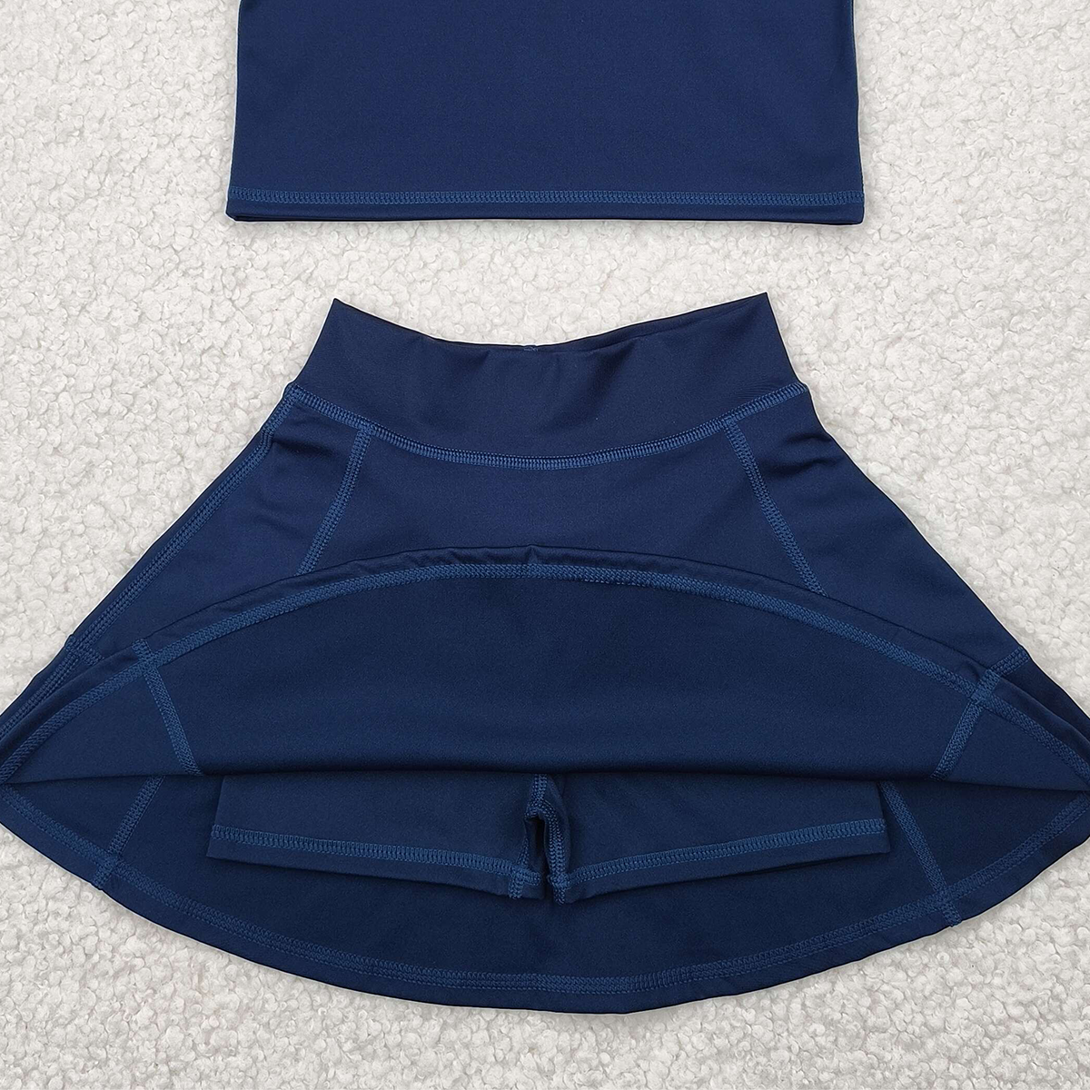 6.16 GSD1987 RTS NO MOQ Baby Girls Yoga Outfits Baby Girls Navy Vest Top Sports Skorts Clothes Sets