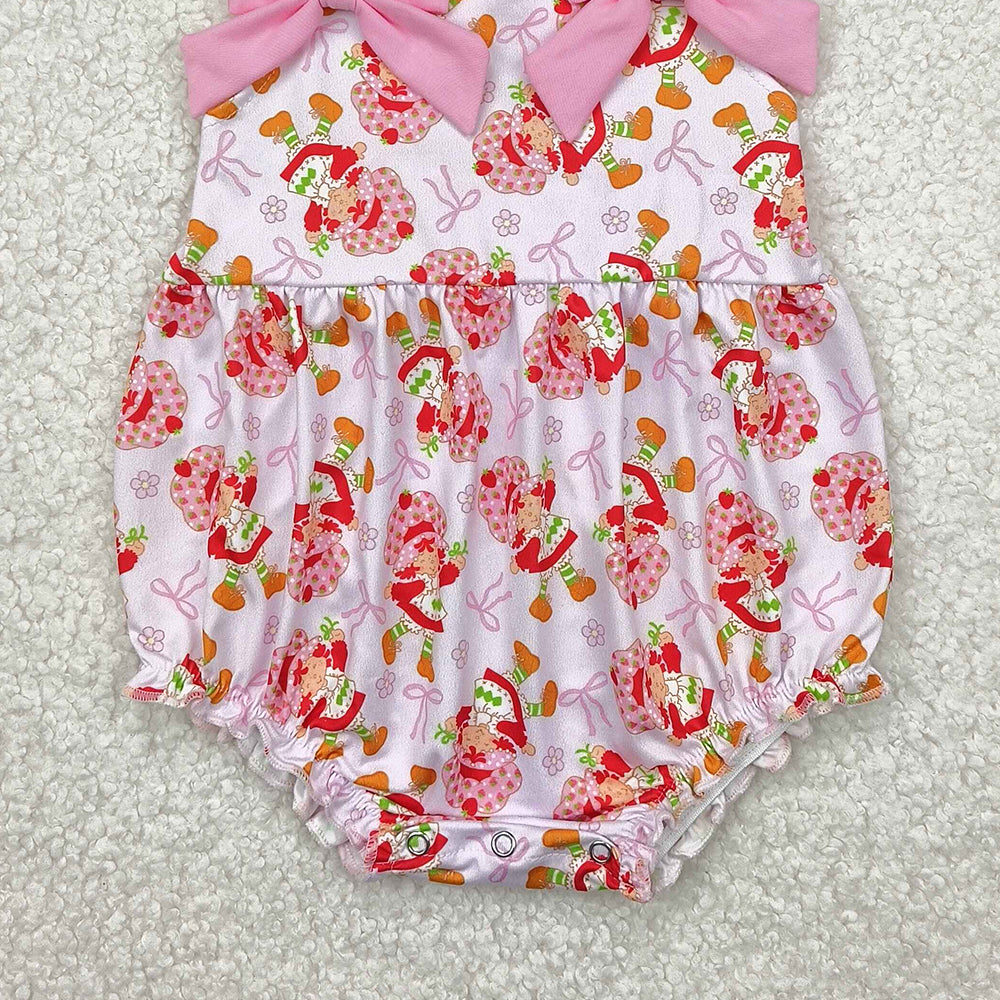5.17 SR2933 RTS NO MOQ Baby Girls Summer Rompers Summer Strawberry Girl Pink Bubble Romper