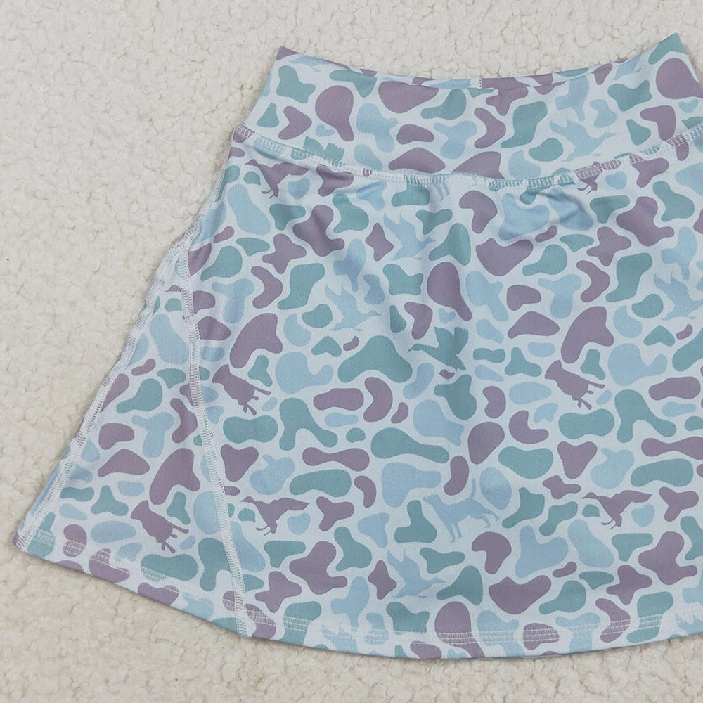 8.21 RTS NO MOQ (In stock)GLK0128 Baby Girls Yoga Skirt Baby Girls Western Green Camo Yoga Active Skorts Bottom