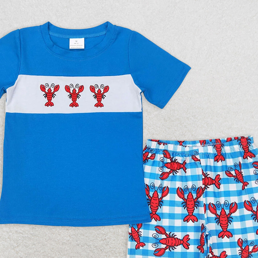 BSSO0280 RTS NO MOQ Baby Boys Summer Boys Outfits Baby Boys Crawfish Short Sleeve Tops Shorts Clothing Sets