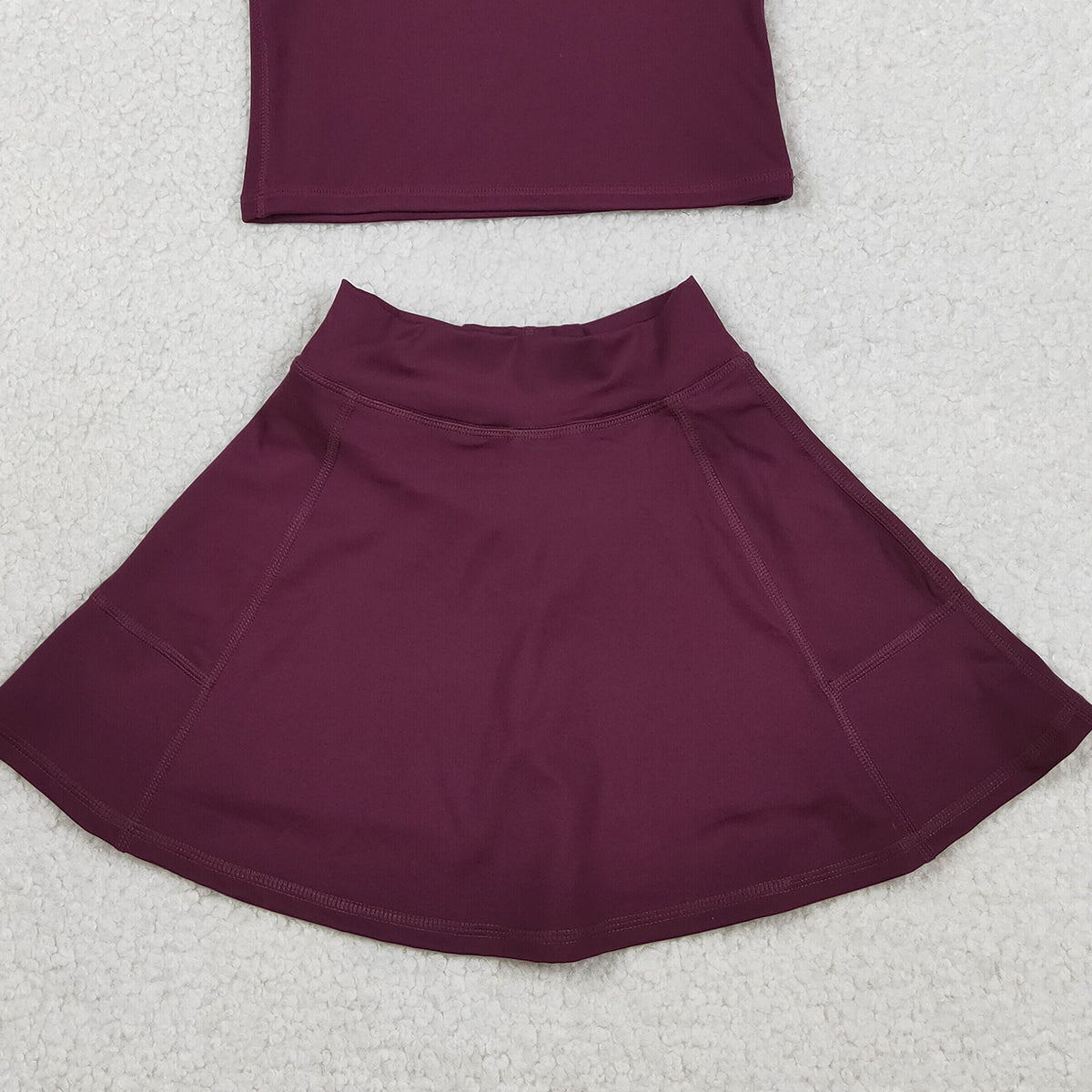 2.5 RTS NO MOQ (In stock)GSD1981 Baby Girls Sleeveless Wine Vests Top Skirt Shorts Yoga Active Clothes Sets