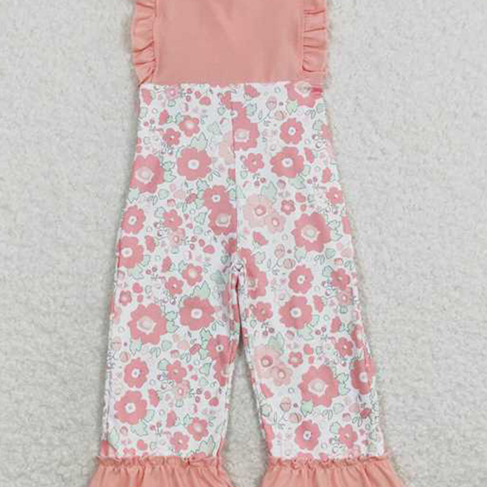 6.07 SR0963 New Rts No Moq 8-9 Days By Air Arrived it Sleeveless pink flower baby girls jumpsuit