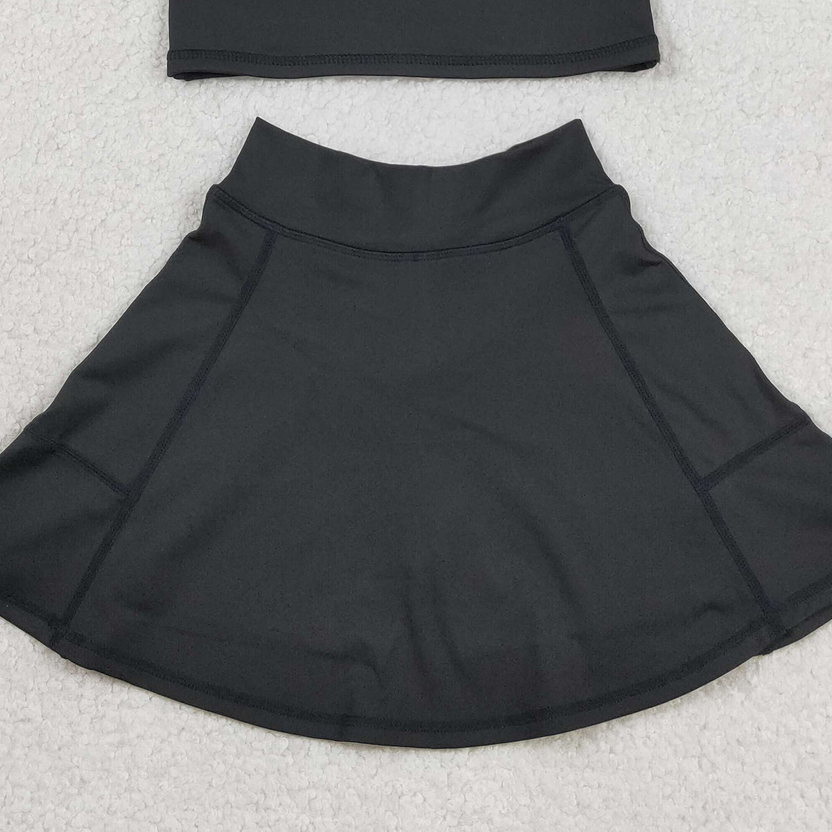 3.16 RTS NO MOQ (In stock)GSD1982 Baby Girls Summer Sleeveless Black Top Yoga Sports Skorts Clothes Sets