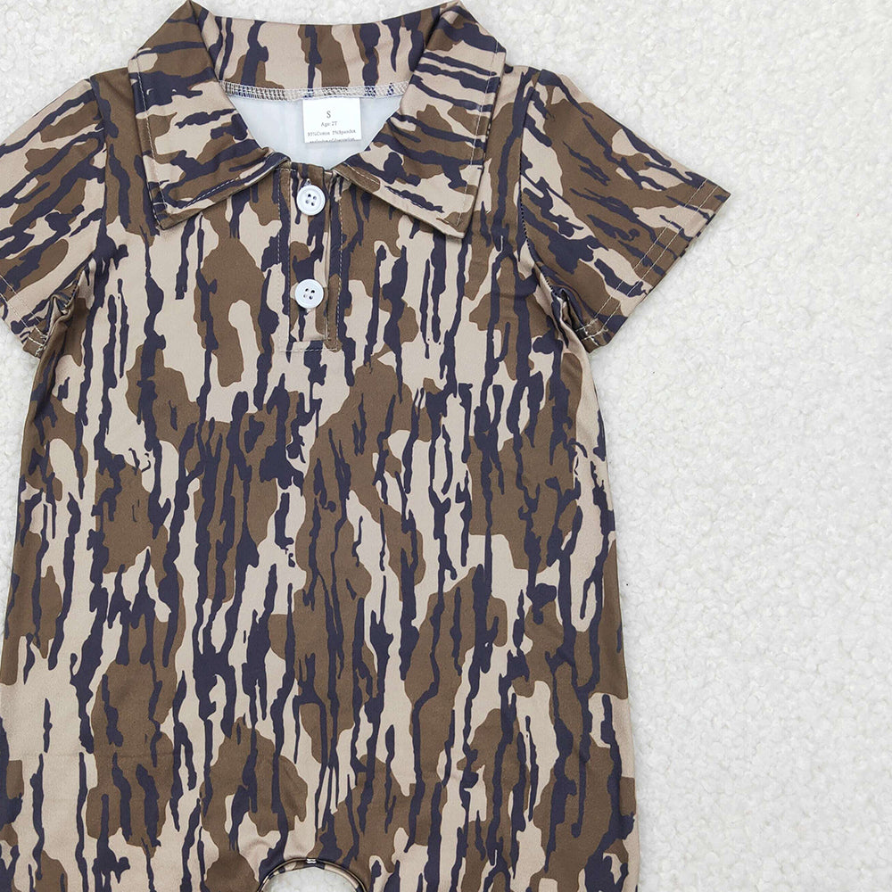 USA Shop (in stock) SR2976 RTS NO MOQ Baby Boys Summer Romper Baby Boys Bottomland Camouflage Short Sleeve Polo Shirt Romper