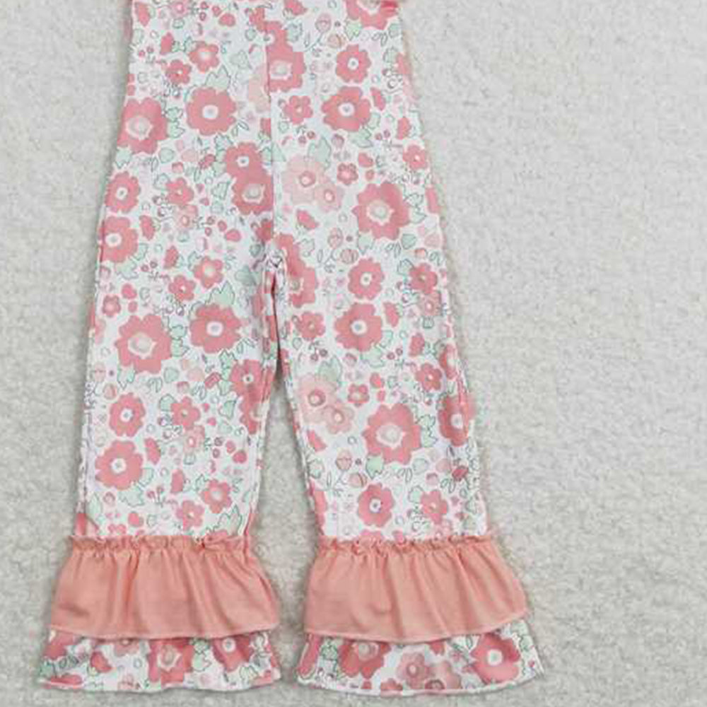 6.07 SR0963 New Rts No Moq 8-9 Days By Air Arrived it Sleeveless pink flower baby girls jumpsuit