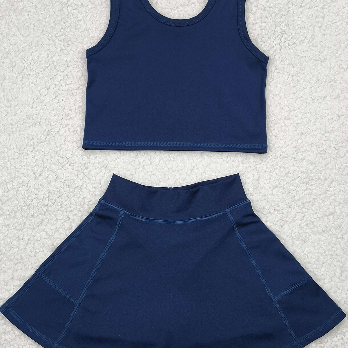 6.16 GSD1987 RTS NO MOQ Baby Girls Yoga Outfits Baby Girls Navy Vest Top Sports Skorts Clothes Sets
