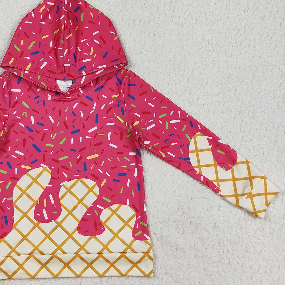 USA Shop (in stock)BT1271 Baby Boys Long Sleeve Tops Baby Kids Pink Long Sleeves Team Sprinkles Drips Hoodies Tops