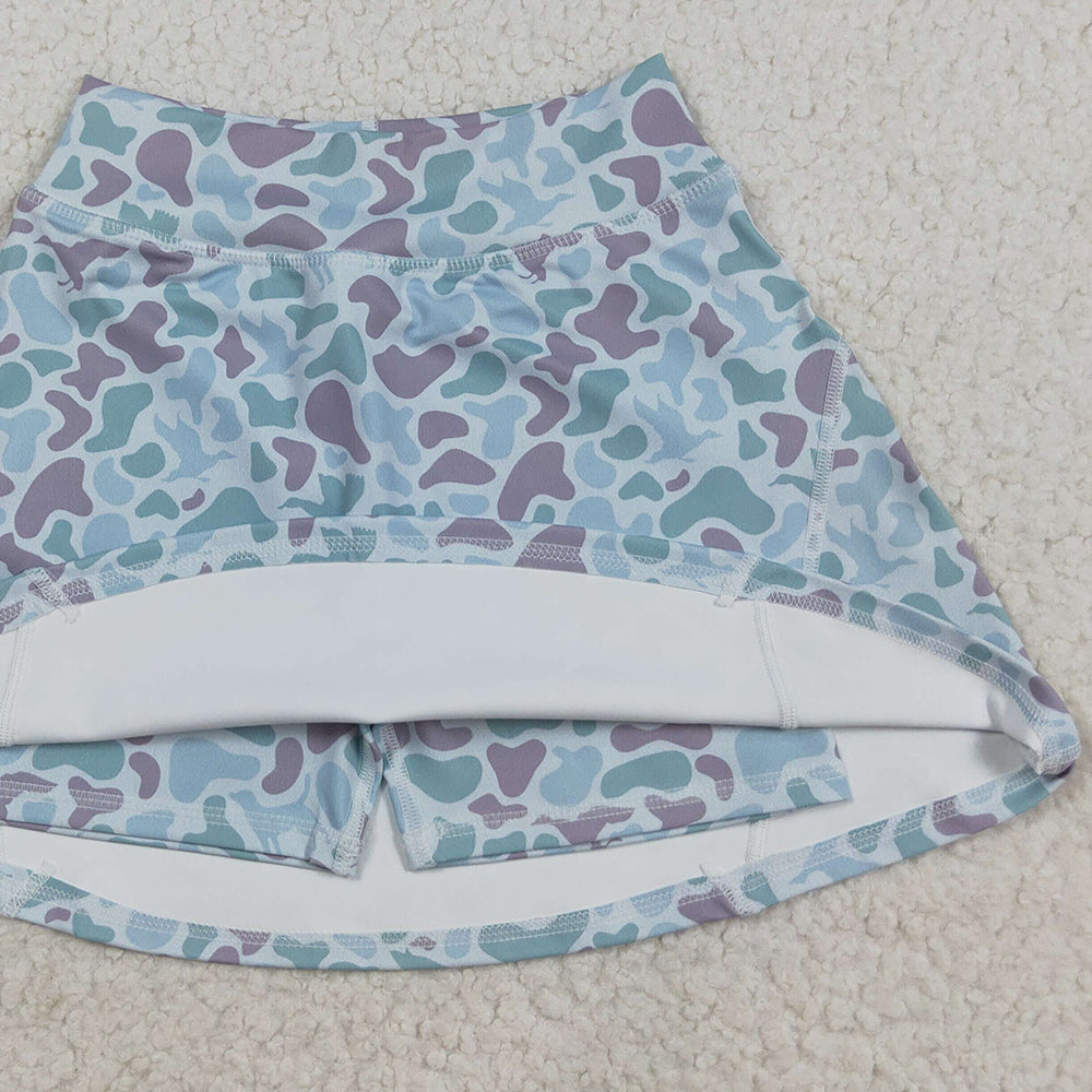 8.21 RTS NO MOQ (In stock)GLK0128 Baby Girls Yoga Skirt Baby Girls Western Green Camo Yoga Active Skorts Bottom