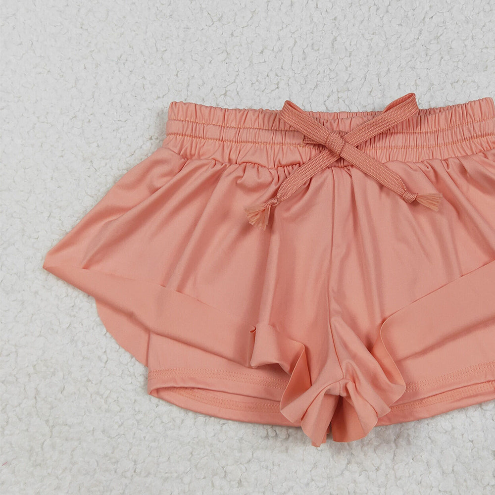 7.10 SS0547 RTS NO MOQ Baby Girls Summer Yoga Shorts Baby Girls Peach Skort Shorts Bottoms