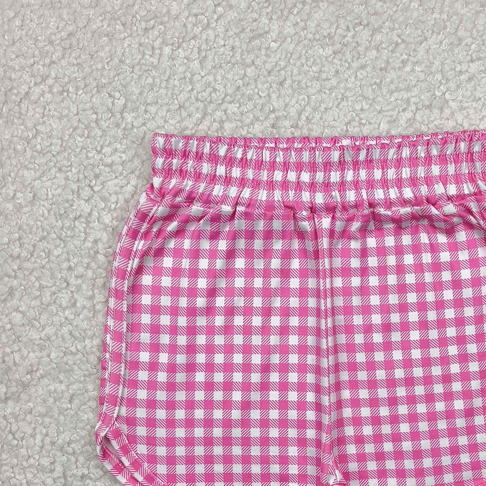 6.10 SS0472 RTS NO MOQ Baby Girls Summer Shorts Pink plaid elastic waist kids girls summer shorts