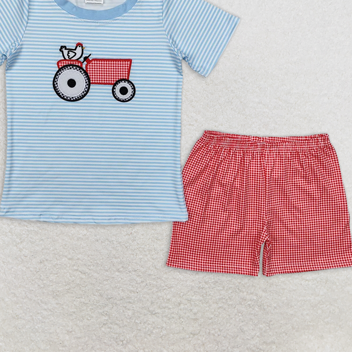 BSSO1172RTS NO MOQ Baby Boys Summer Boys Outfits Baby Boys Farm Chicken Shirt Shorts Clothes Sets