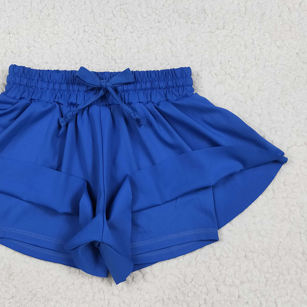 8.15 SS0552RTS NO MOQ Baby Girls Summer Yoga Shorts Baby Girls Hot Blue Skort Shorts Bottoms