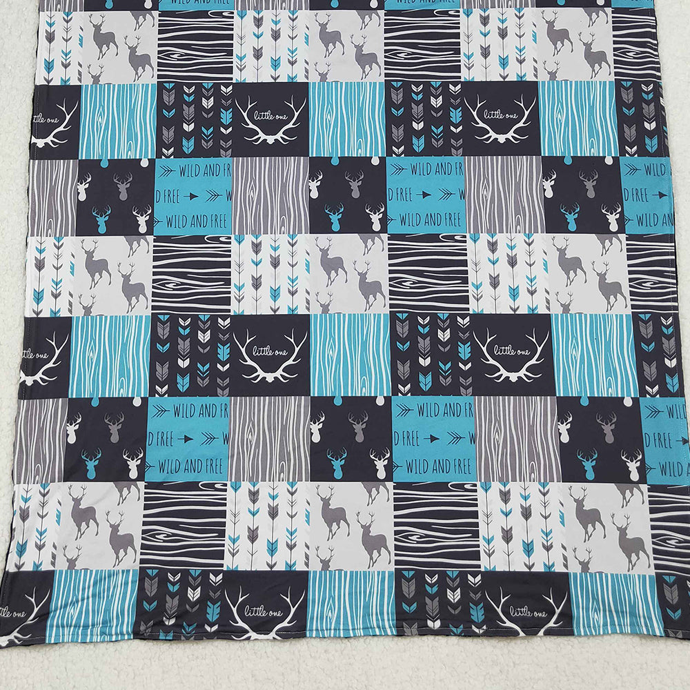 10.10 RTS NO MOQ (In stock)BL0074 Baby Kids Deer Hunting Checked Western Blankets