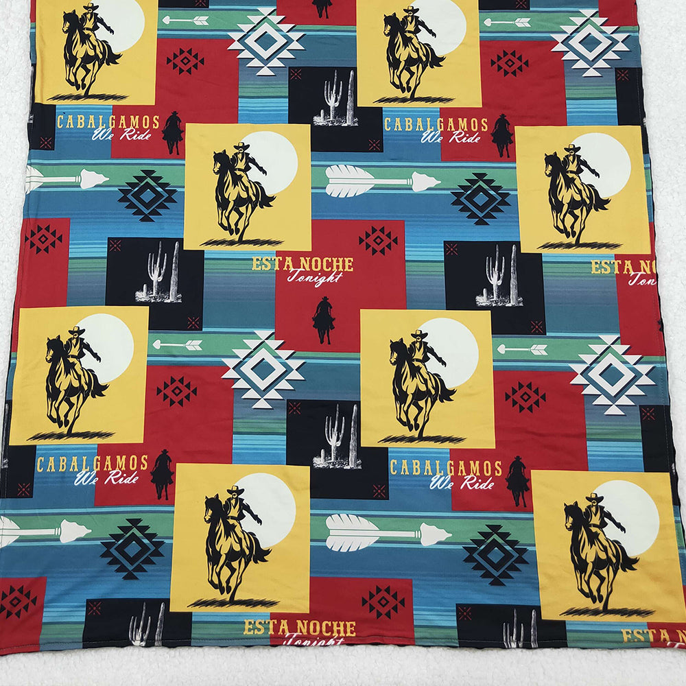 10.14 RTS NO MOQ (In stock)BL0078 Baby Kids Rodeo Horse Western Blankets