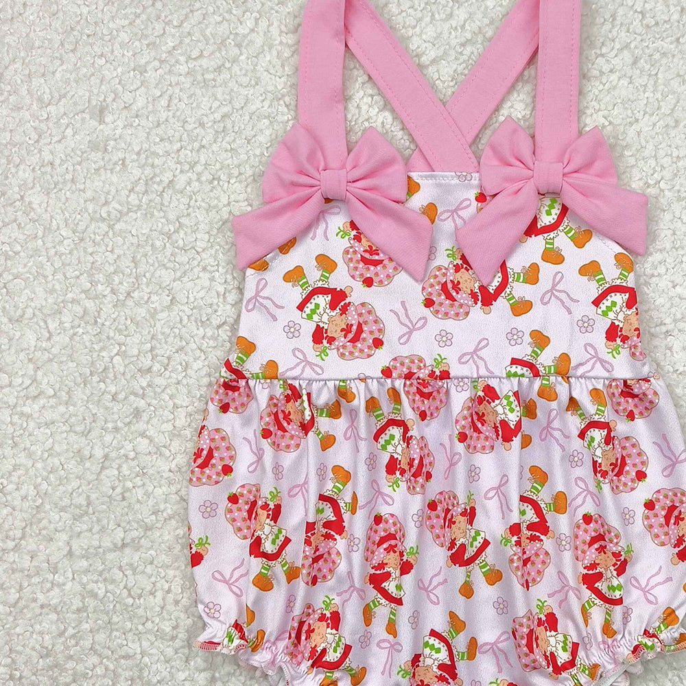 5.17 SR2933 RTS NO MOQ Baby Girls Summer Rompers Summer Strawberry Girl Pink Bubble Romper
