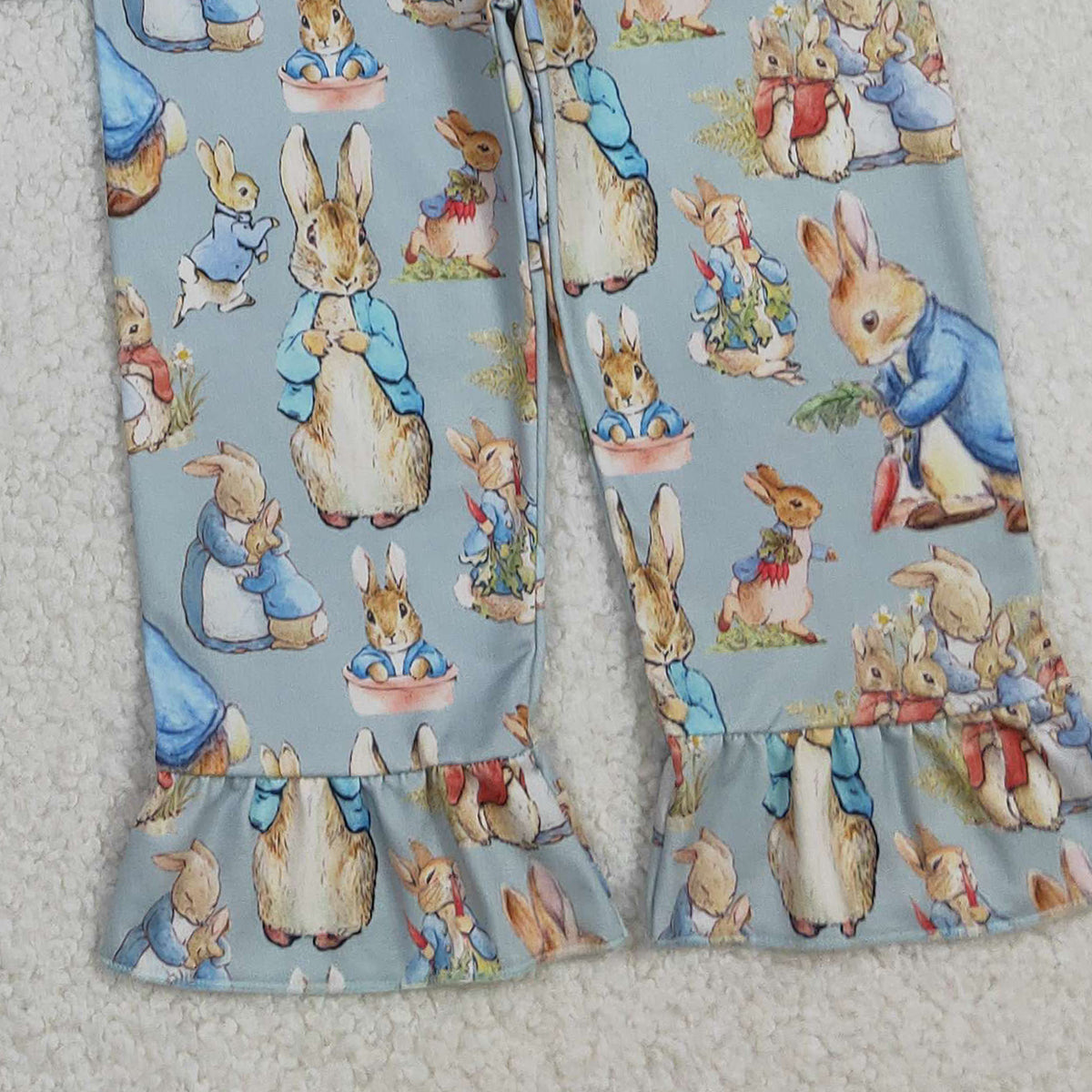 12.3 RTS NO MOQ (In stock)GSPO2097 Baby Girls Carrots Rabbits Button Top Ruffle Pants Easter Pajamas Sets