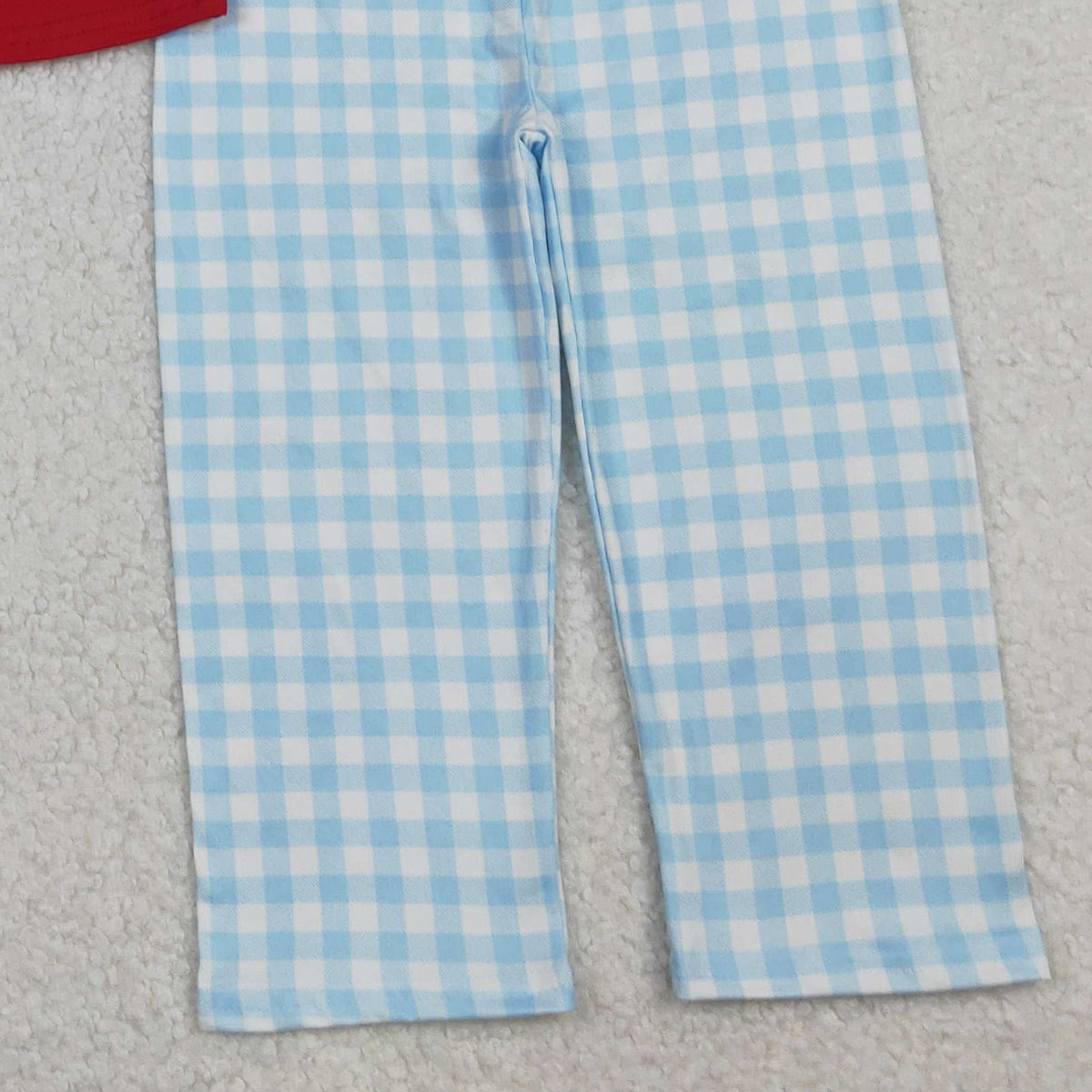 10.22 RTS NO MOQ (In stock)BSPO0588 Embroidery I Love Mom Baby Boys Shirts Checked Pants Clothes Sets