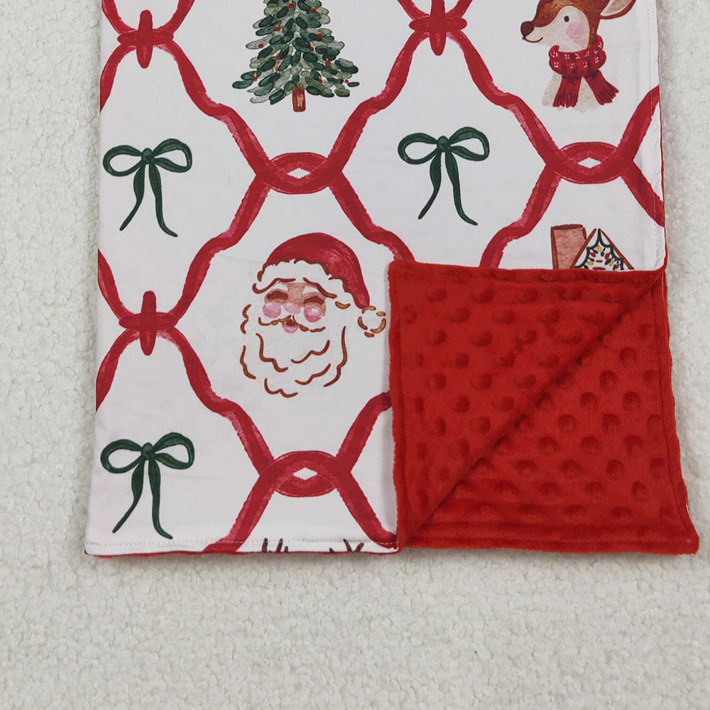 RTS NO MOQ (In stock)BL0219 Baby Blankets Deer Santa Candy Cane Christmas Blankets