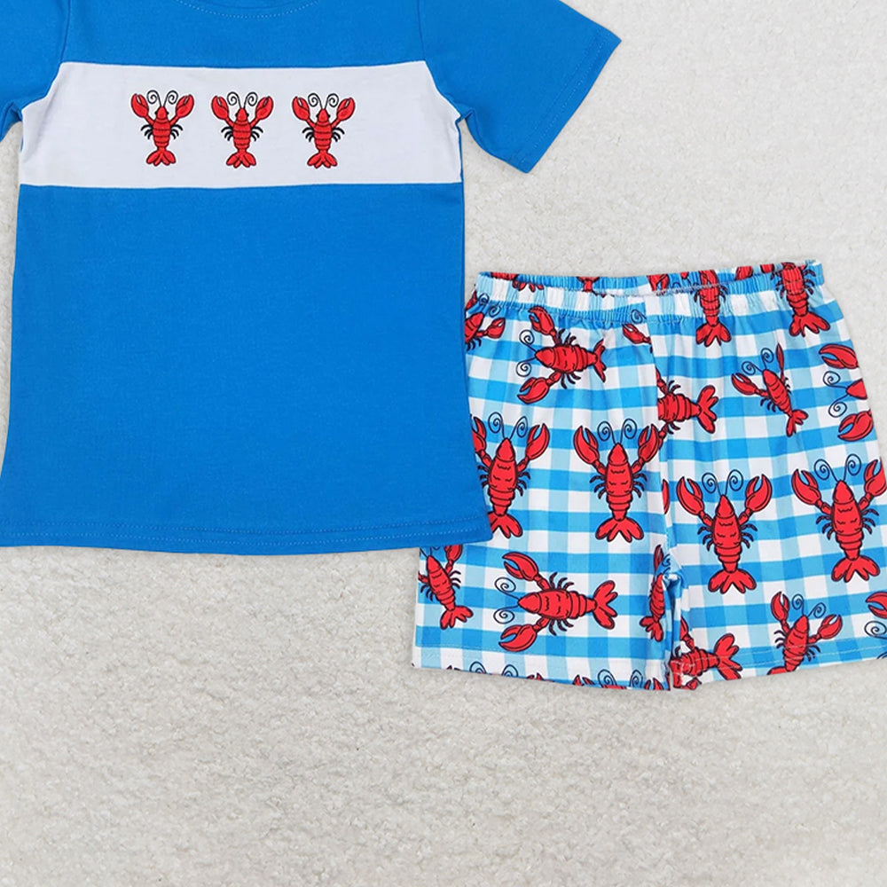 BSSO0280 RTS NO MOQ Baby Boys Summer Boys Outfits Baby Boys Crawfish Short Sleeve Tops Shorts Clothing Sets