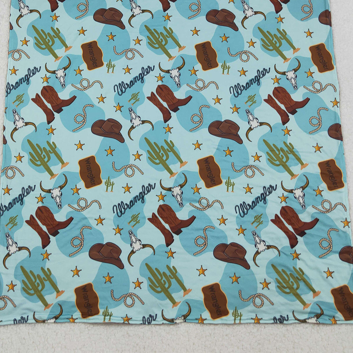 10.16 RTS NO MOQ (In stock)BL0175 Baby Toddler Children Western Boots Cactus Minky Blankets
