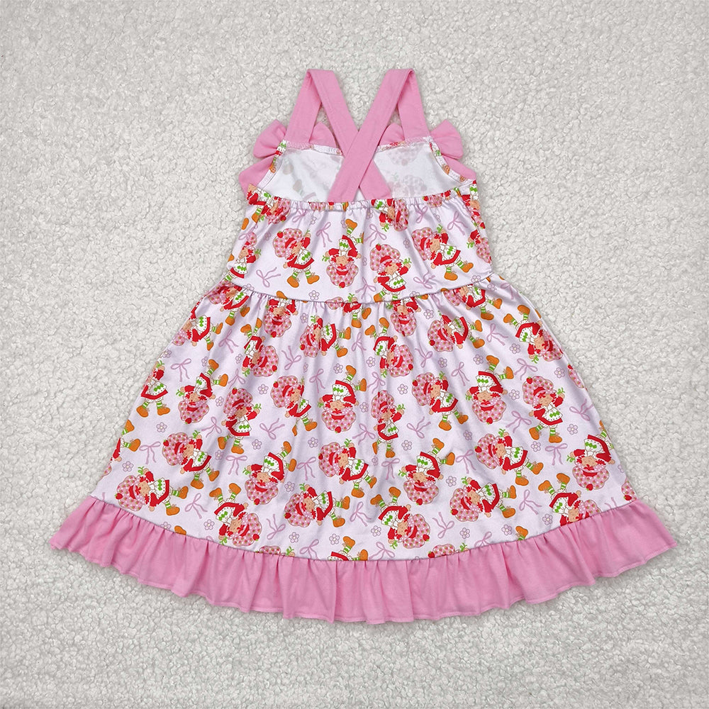5.17 GSD2213 RTS NO MOQ Baby Girls Summer Dress Baby Girls Strawbrry Pink Dress