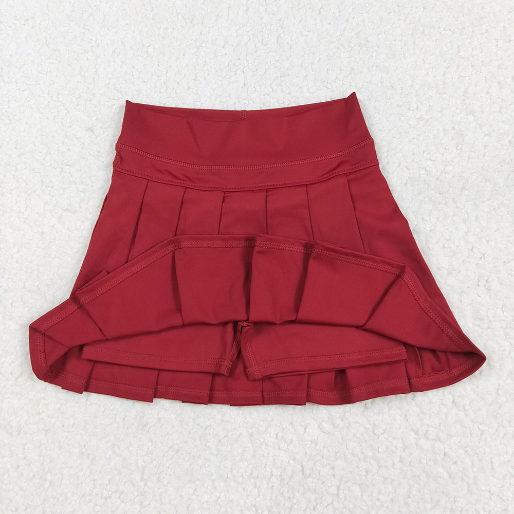 RTS NO MOQ (In stock)GLK0124 Baby Girls Summer Yoga Skirt Baby Girls Dark Red Yoga Skorts Bottom