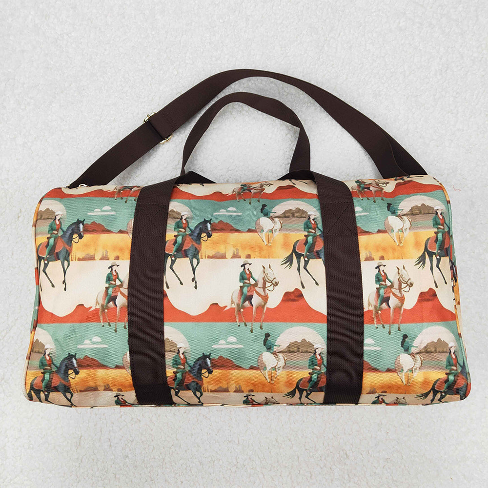 4.26 BA0265 RTS NO MOQ Brown horse rodeo western duffel bag