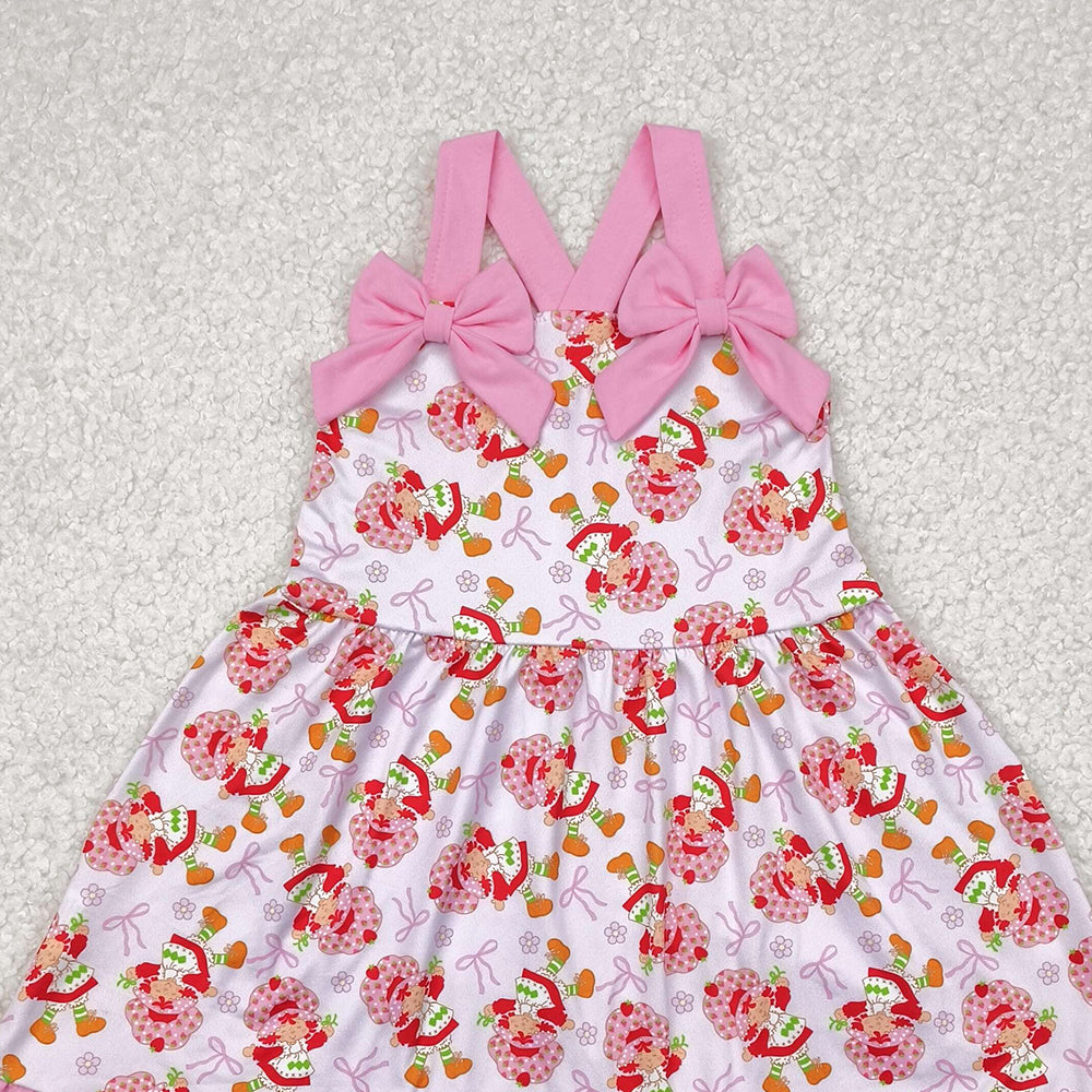 5.17 GSD2213 RTS NO MOQ Baby Girls Summer Dress Baby Girls Strawbrry Pink Dress