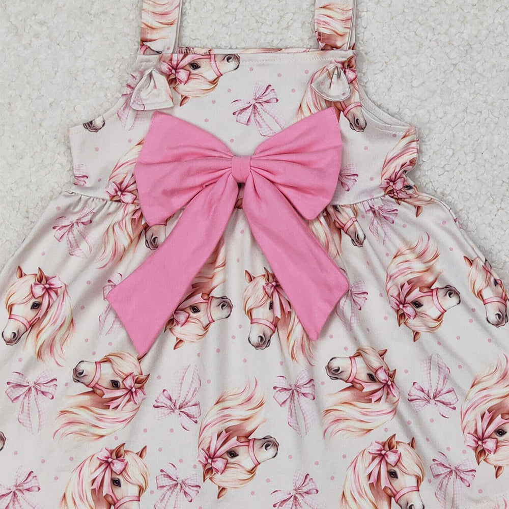 5.16 GSSO2100 RTS NO MOQ Pink bow straps unicorn tunic shorts girls summer outfits
