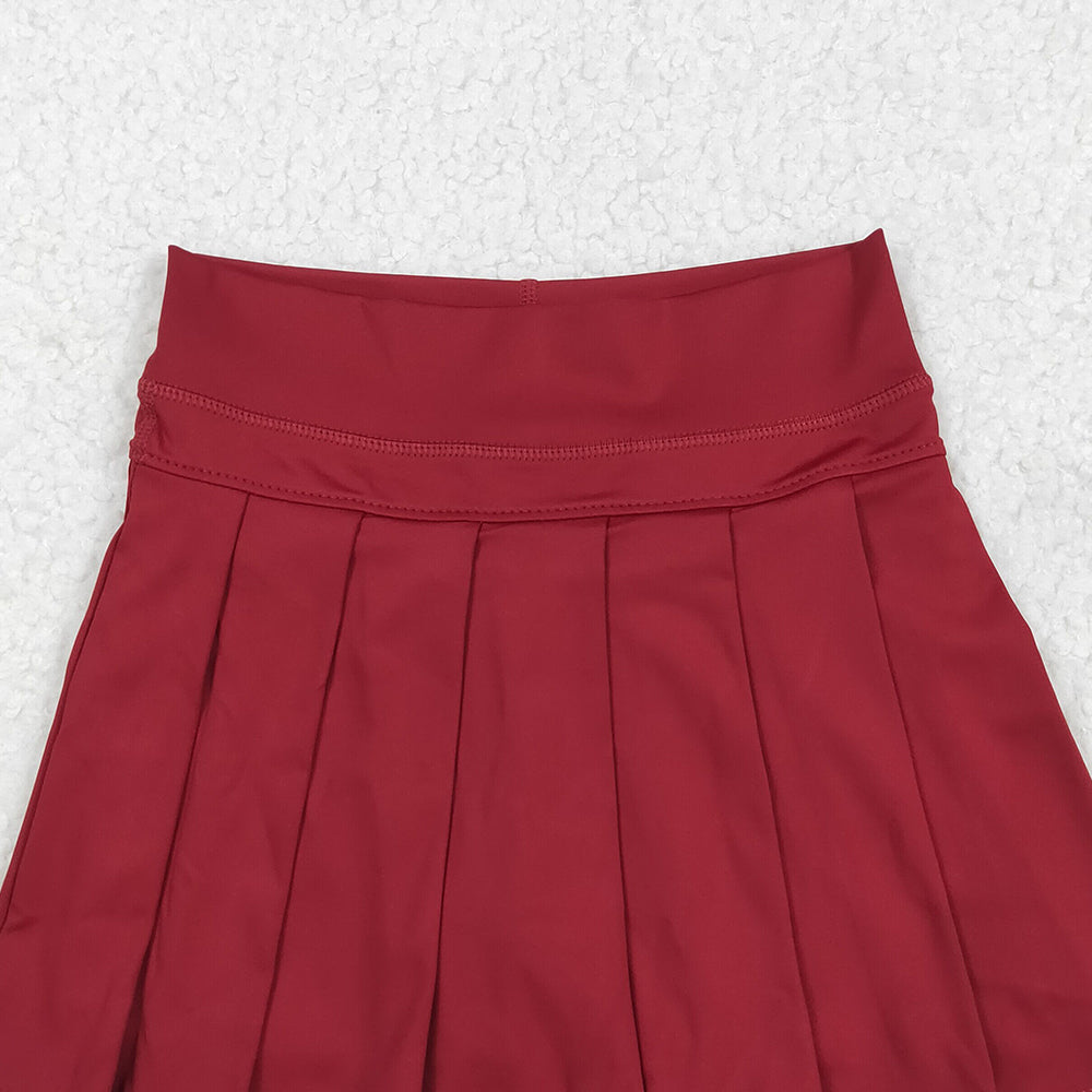 RTS NO MOQ (In stock)GLK0124 Baby Girls Summer Yoga Skirt Baby Girls Dark Red Yoga Skorts Bottom