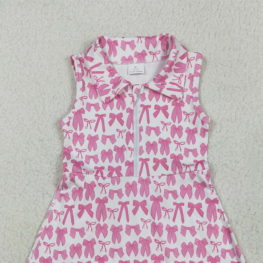 6.13 GSD2379 RTS NO MOQ Baby Girls Summer Yoga Dress baby girl clothes yoga bow sleeveless dress