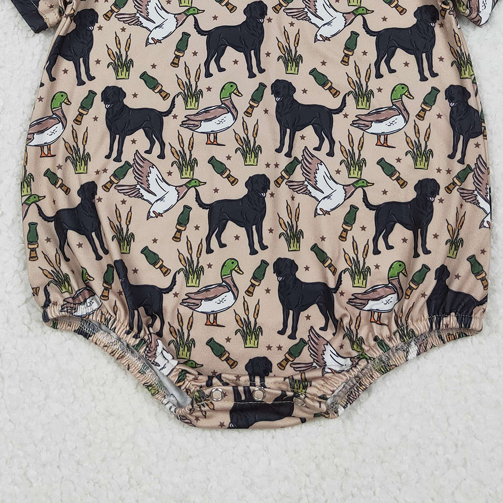 10.10 RTS NO MOQ (In stock)SR2725 Baby Boys Summer Rompers Baby Infant Boys Dog Duck Calls Hunting Rompers