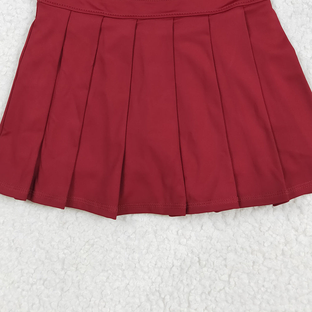 RTS NO MOQ (In stock)GLK0124 Baby Girls Summer Yoga Skirt Baby Girls Dark Red Yoga Skorts Bottom