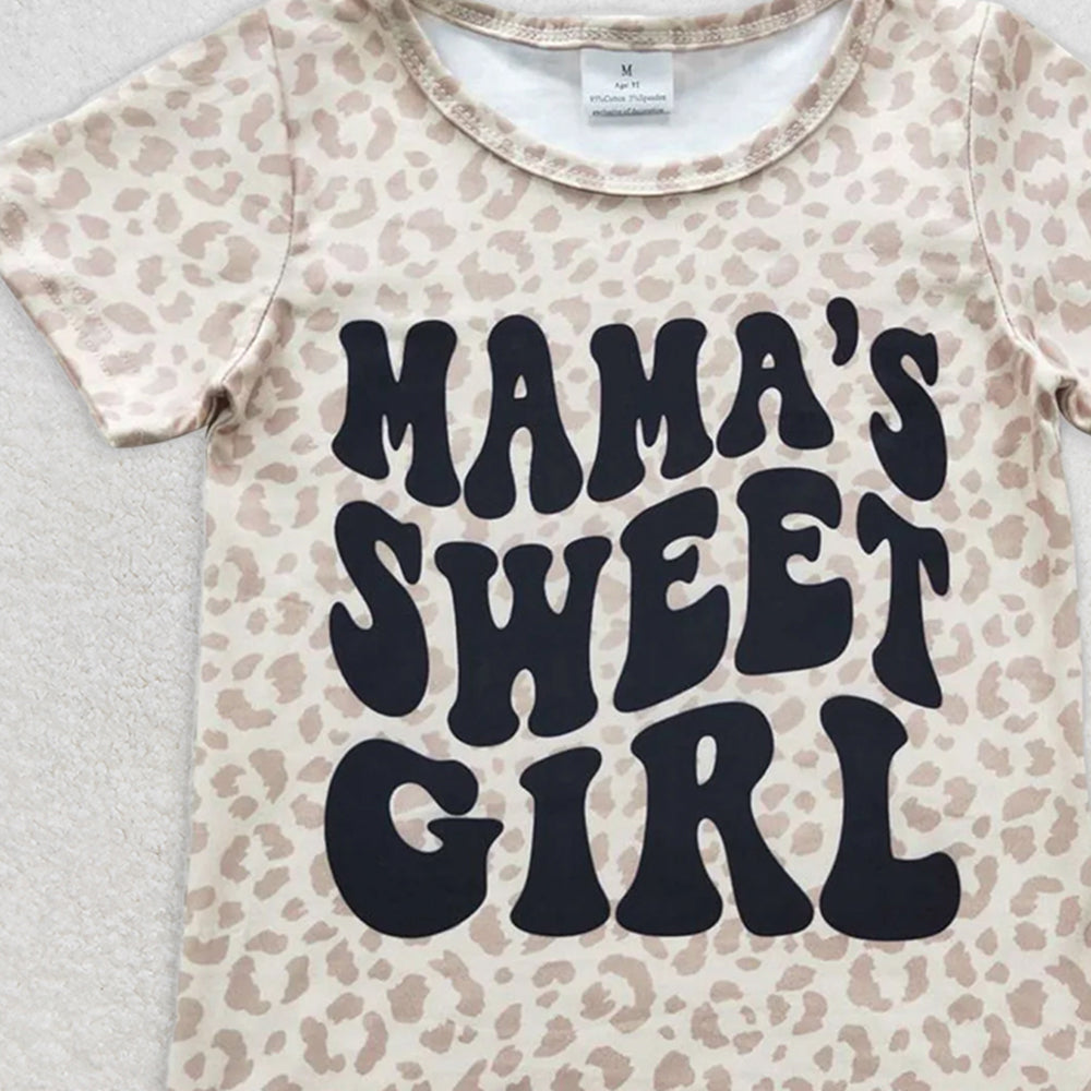 GT0185 RTS NO MOQ Baby Girls Summer Tops Baby Girls Mama's Sweet Girl Short Sleeve Shirts Tops