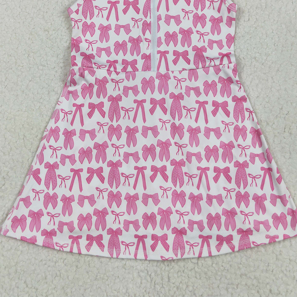 6.13 GSD2379 RTS NO MOQ Baby Girls Summer Yoga Dress baby girl clothes yoga bow sleeveless dress
