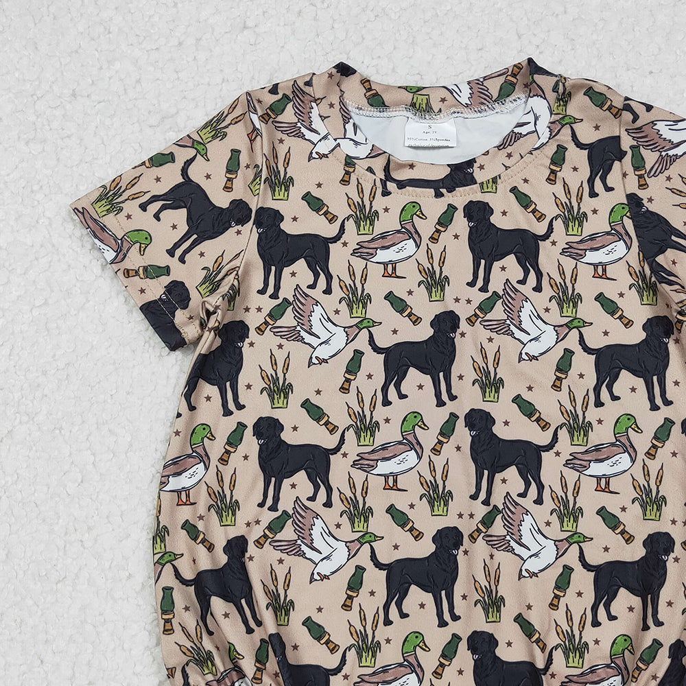 10.10 RTS NO MOQ (In stock)SR2725 Baby Boys Summer Rompers Baby Infant Boys Dog Duck Calls Hunting Rompers