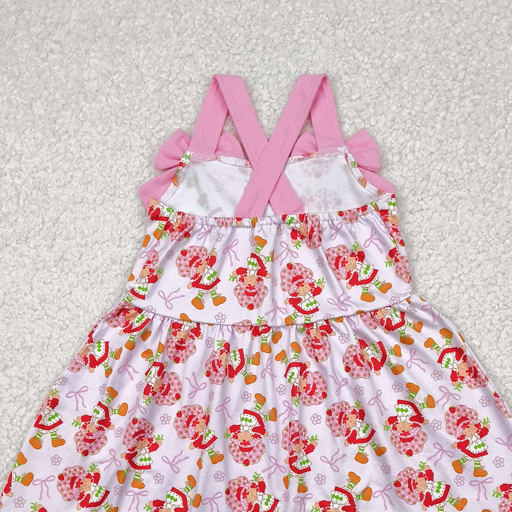 5.17 GSD2213 RTS NO MOQ Baby Girls Summer Dress Baby Girls Strawbrry Pink Dress