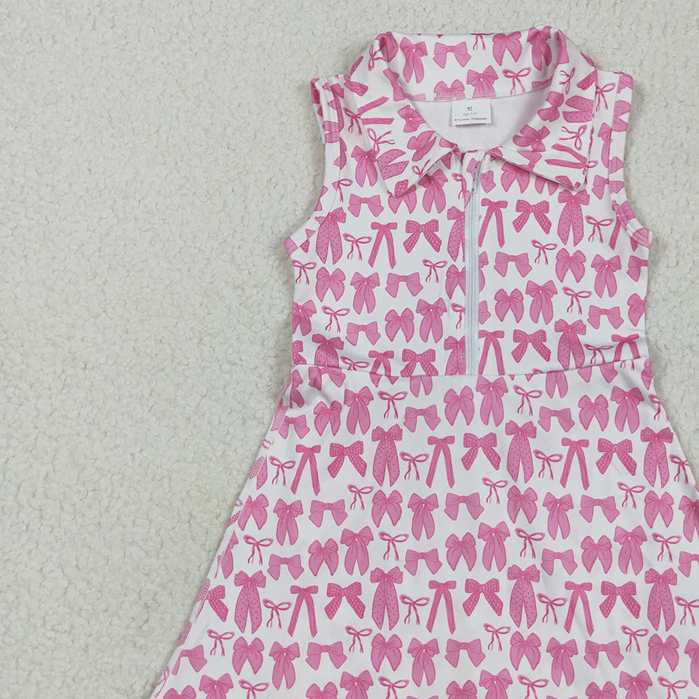 6.13 GSD2379 RTS NO MOQ Baby Girls Summer Yoga Dress baby girl clothes yoga bow sleeveless dress