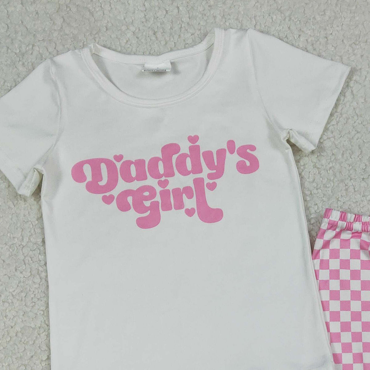1.14 RTS NO MOQ (In stock)GT1566 Baby Girls Short Sleeve Daddy's Girl Hearts T-shirts Top