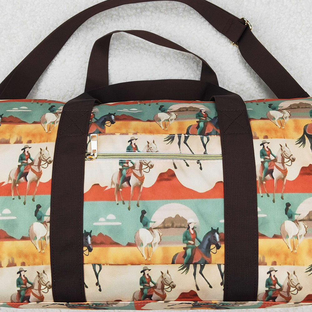 4.26 BA0265 RTS NO MOQ Brown horse rodeo western duffel bag