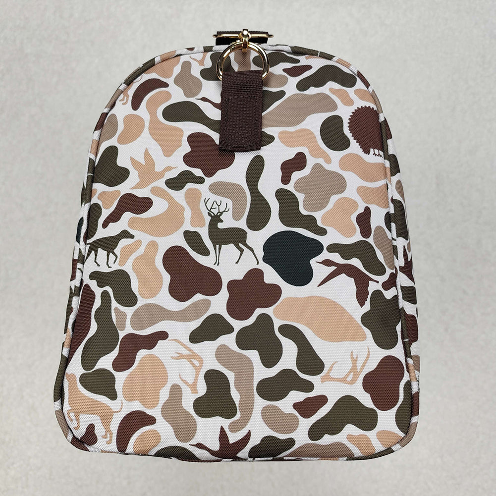 BA0287Brown Duck Dog Deer Turkey Camouflage Hunting Duffel Bag Outdoor Travel Sports Equipment Storage Bag