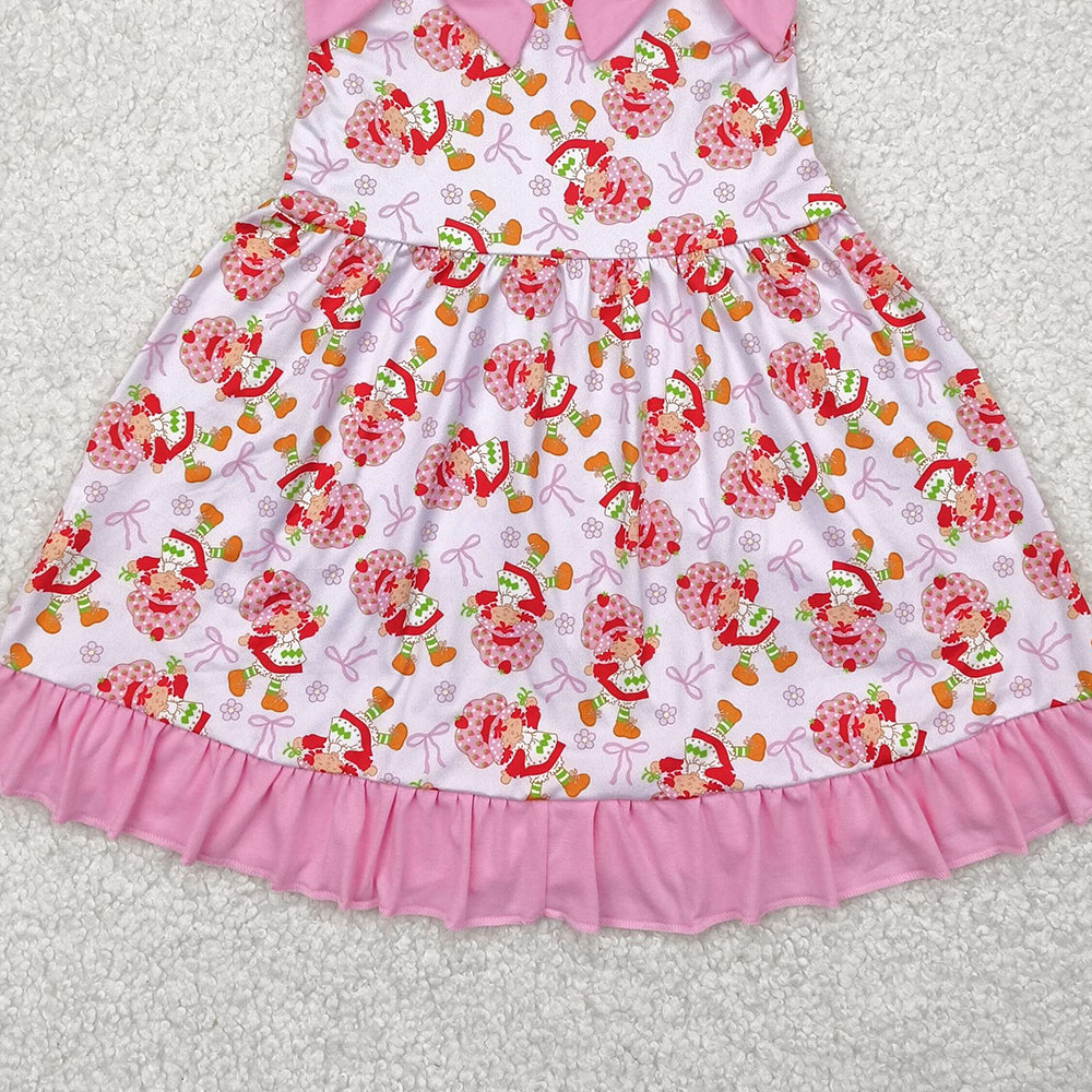 5.17 GSD2213 RTS NO MOQ Baby Girls Summer Dress Baby Girls Strawbrry Pink Dress