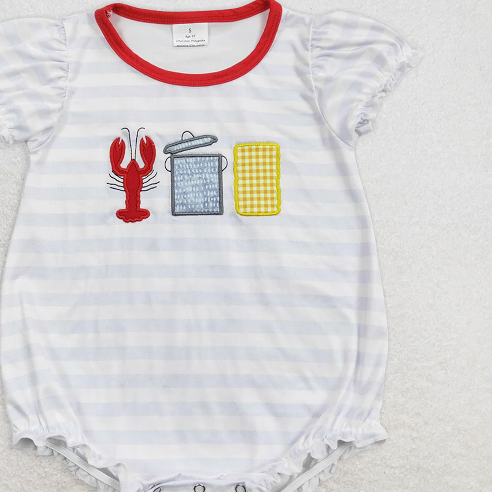 SR0743 RTS NO MOQ Baby Girls Summer Rompers Baby Girls Crawfish Boiled Spring Sibling Rompers Clothes Sets