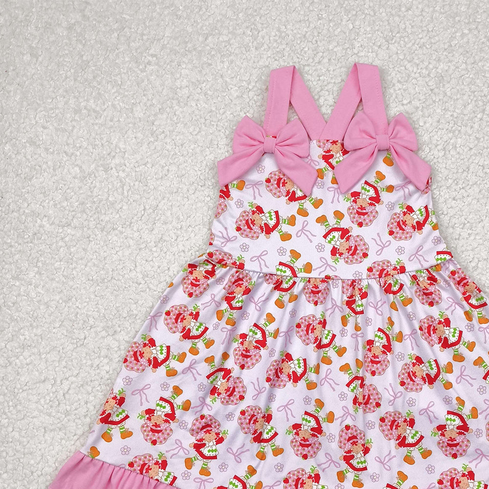5.17 GSD2213 RTS NO MOQ Baby Girls Summer Dress Baby Girls Strawbrry Pink Dress