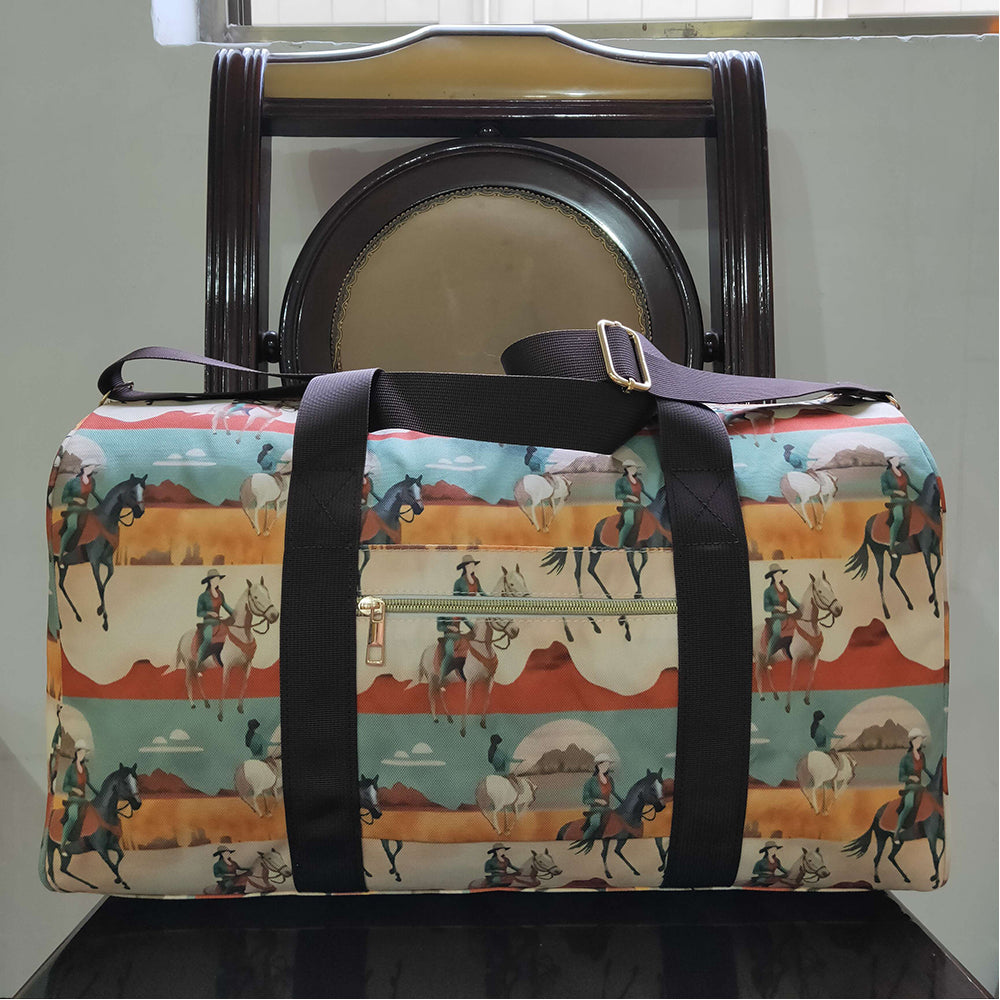 4.26 BA0265 RTS NO MOQ Brown horse rodeo western duffel bag