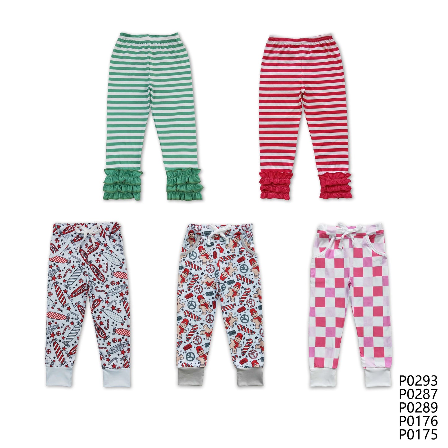 Baby Girls Lace Stripe Pants & Christmas Drawstring Pants