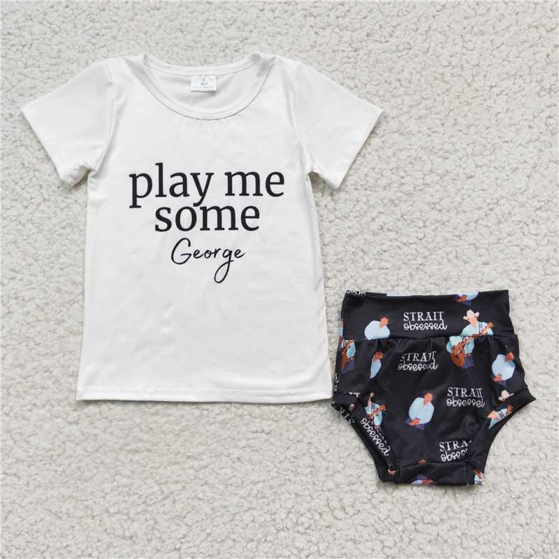 B4-3 Letter white T-shirt soft bummie set