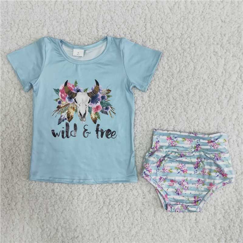 B6-12 Blue heifer flower bummie set