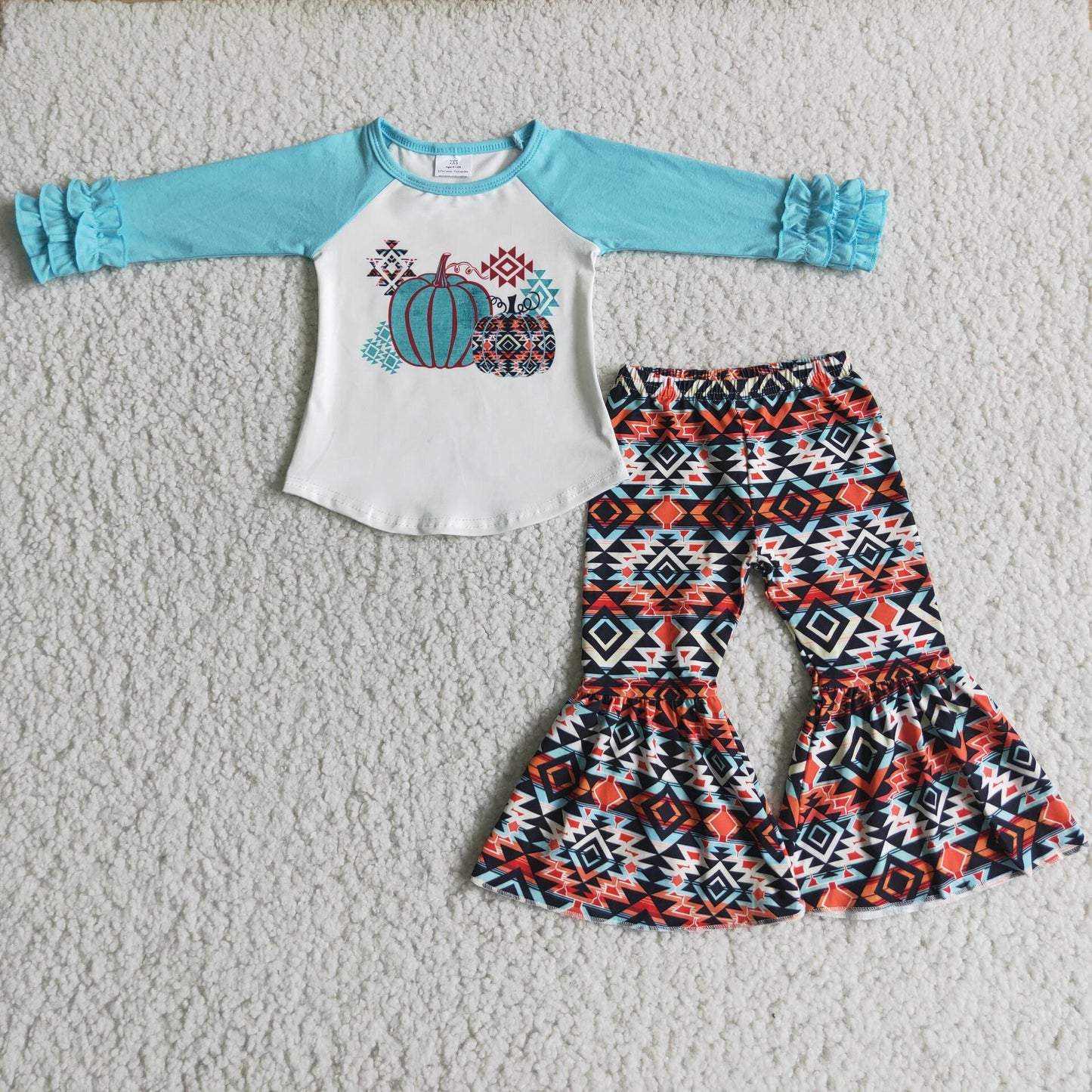 6 B11-39Pumpkin aztec pants girls fall clothing