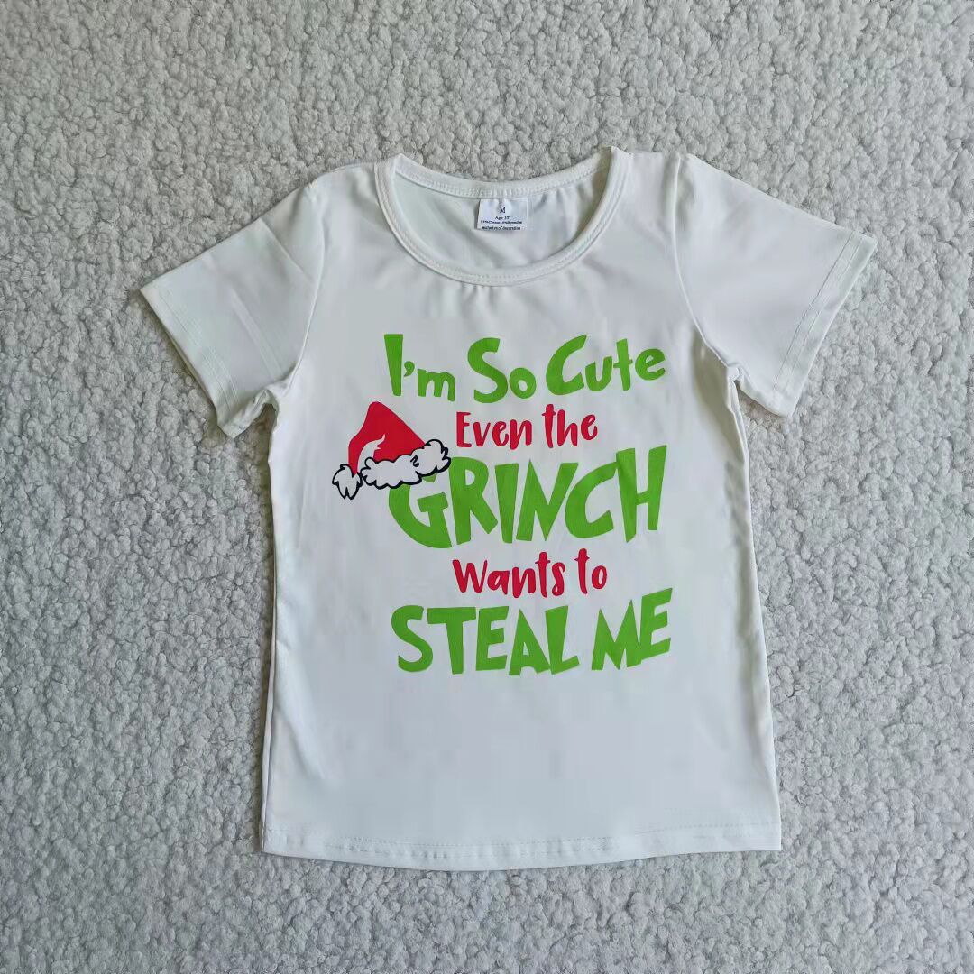 D4-1 Boys white green words Christmas shirts